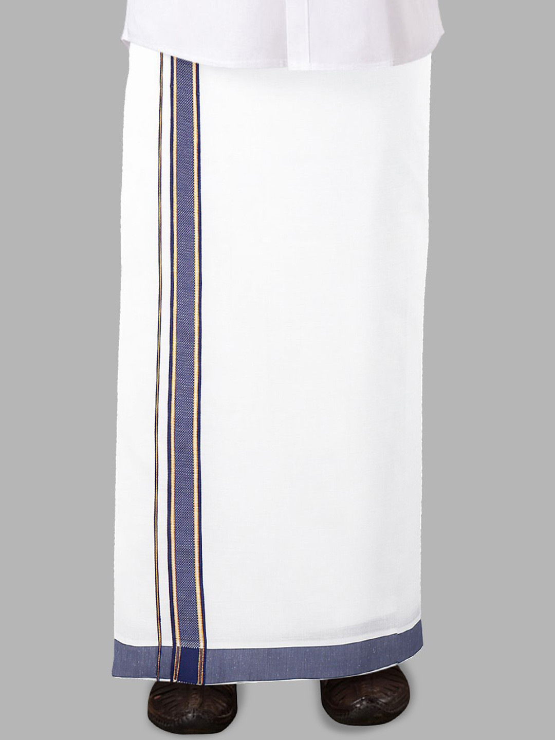 

Ramraj Men Adjustable Pocket Dhoti with Fancy Border, White