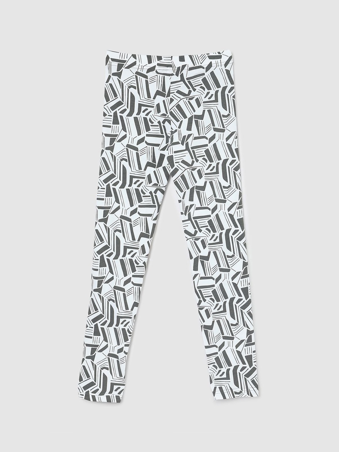 

max Girls Printed Mid-Rise Ankle-Length Leggings, White