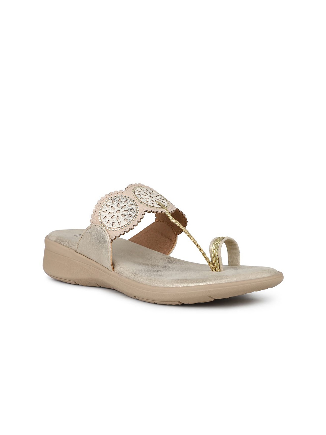 

Inc 5 Women Textured Slip-On One Toe Flats, Gold