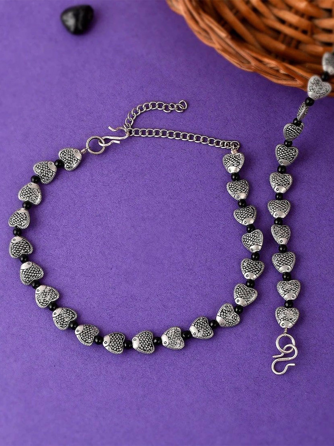 

HIGH TRENDZ Silver-Plated Beaded Anklets