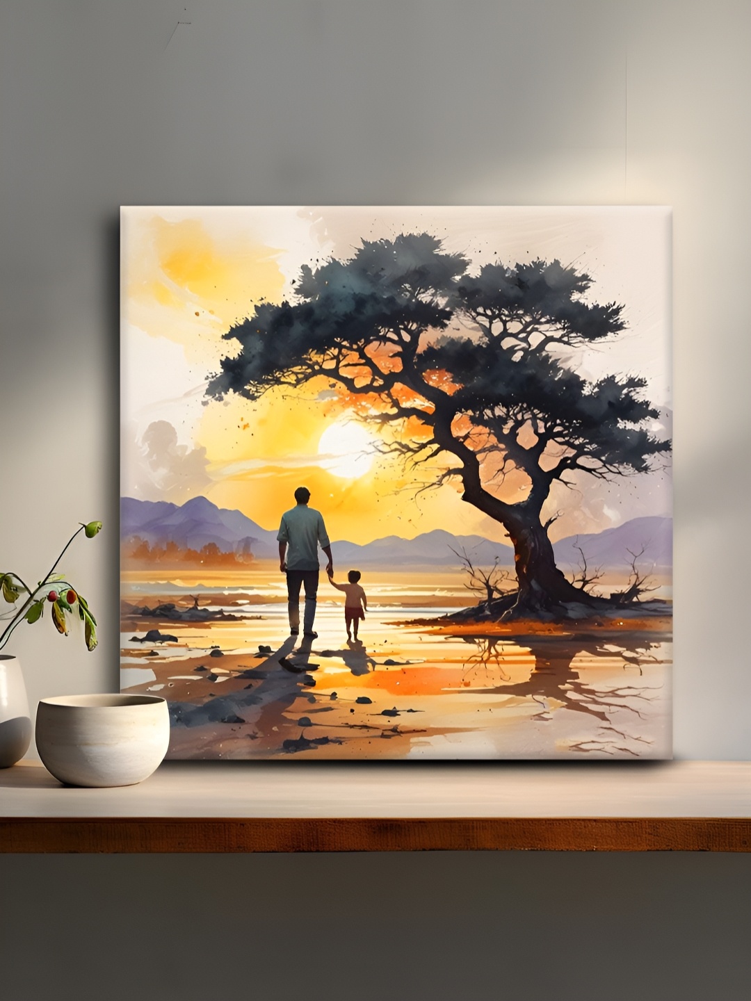

OLIVE TREE Orange & Black Canvas Wall Painting