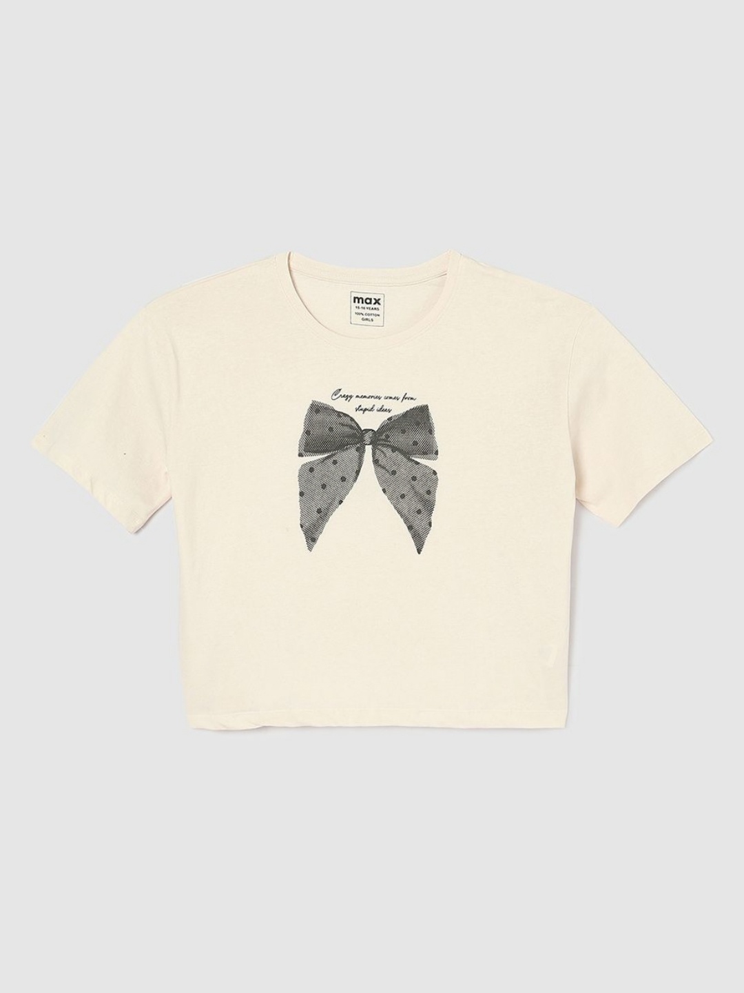 

max Girls Printed Applique T-shirt, Beige