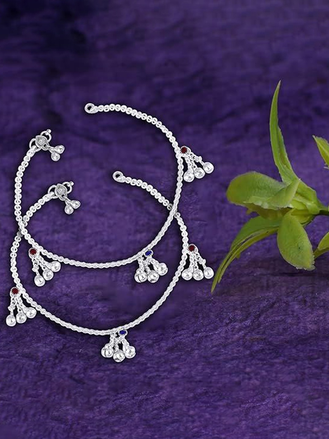 

Heer Collection Silver-Plated Beaded Anklet