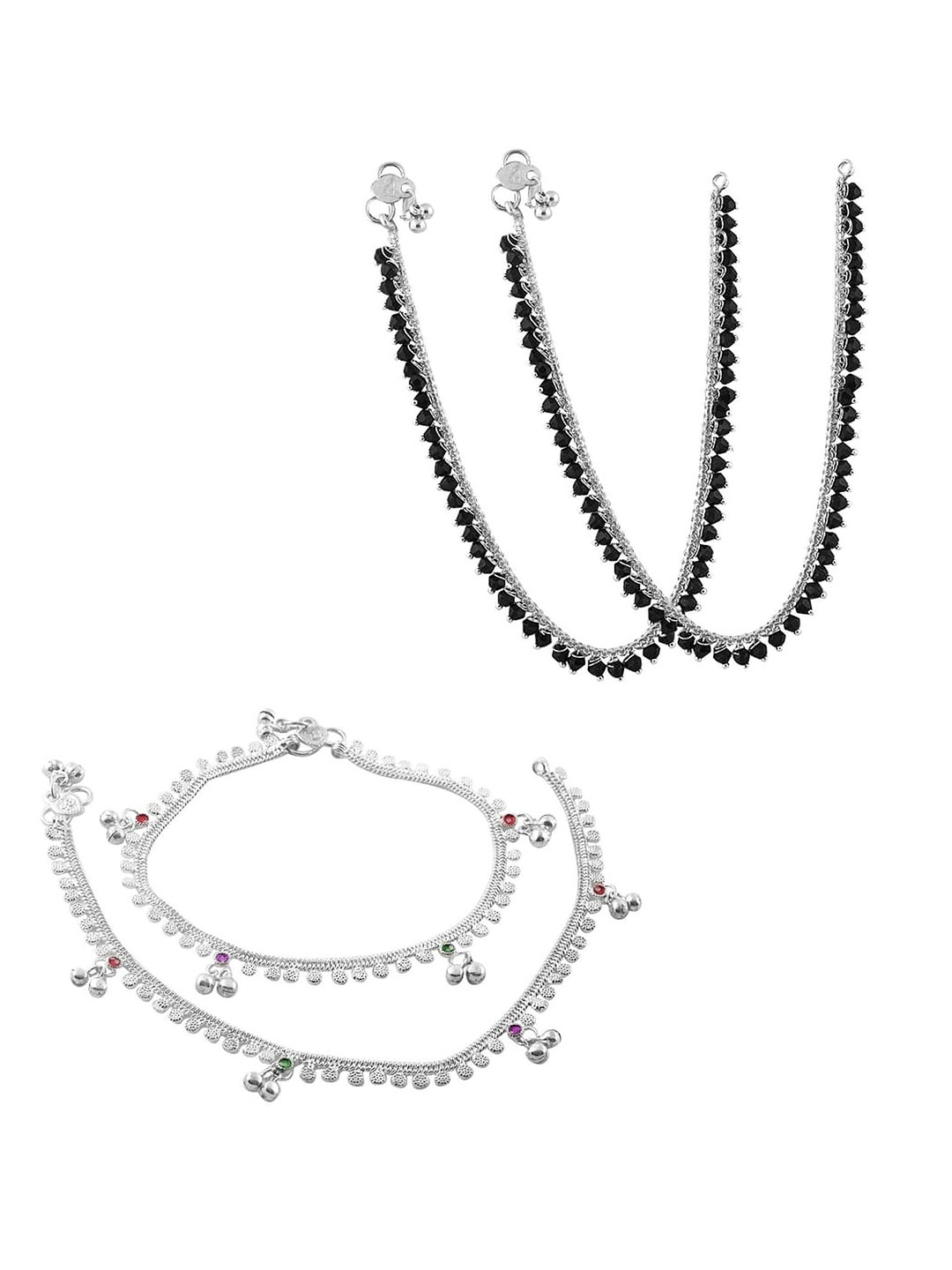 

Heer Collection Set Of 2 Silver-Plated Anklets