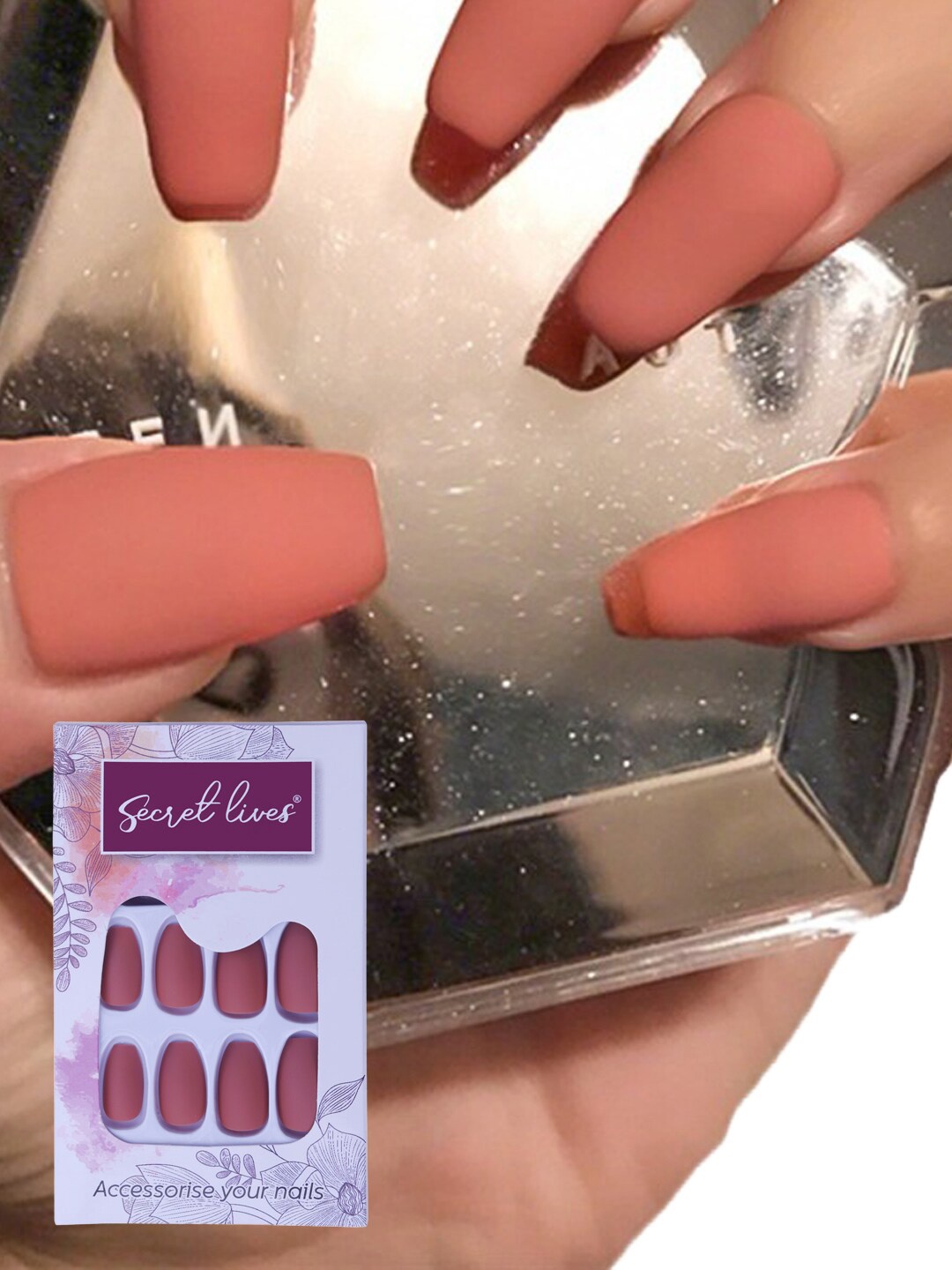 

Secret Lives Plain Matte Fake Nails - Apricot, Peach