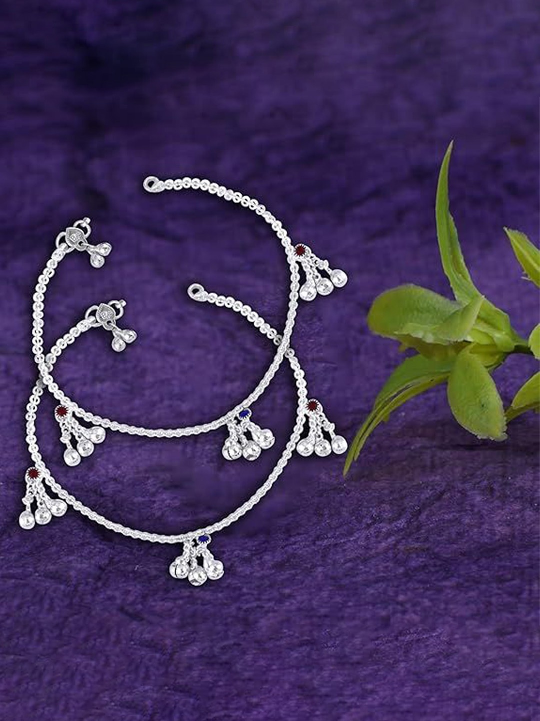 

Heer Collection Set Of 2 Silver-Plated Anklets