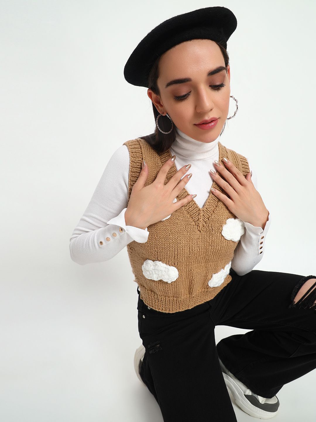 

Sugercandy Women Woollen Sweater Vest, Brown