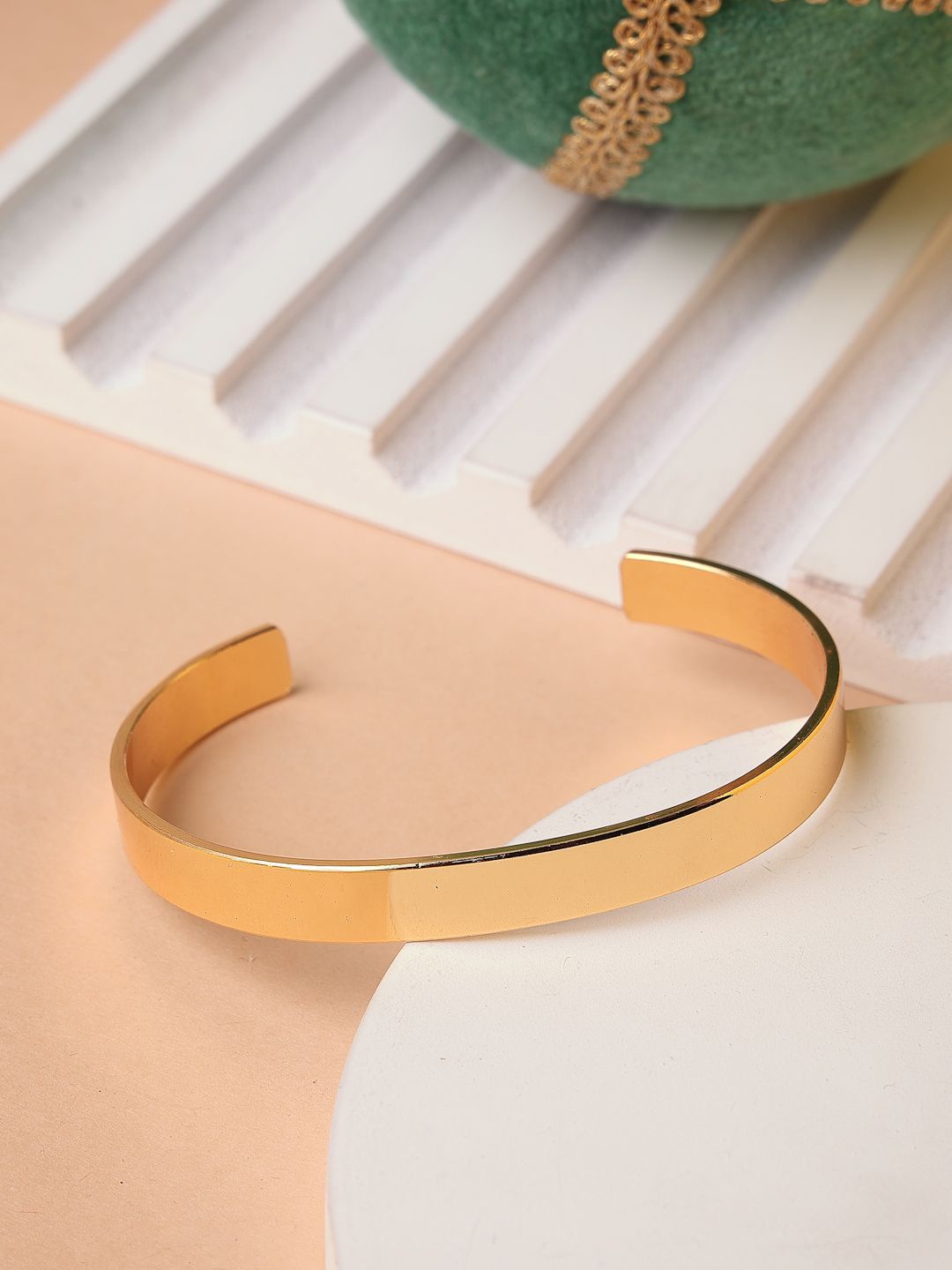 

NVR Men Gold-Plated Stainless Steel Cuff Bracelet