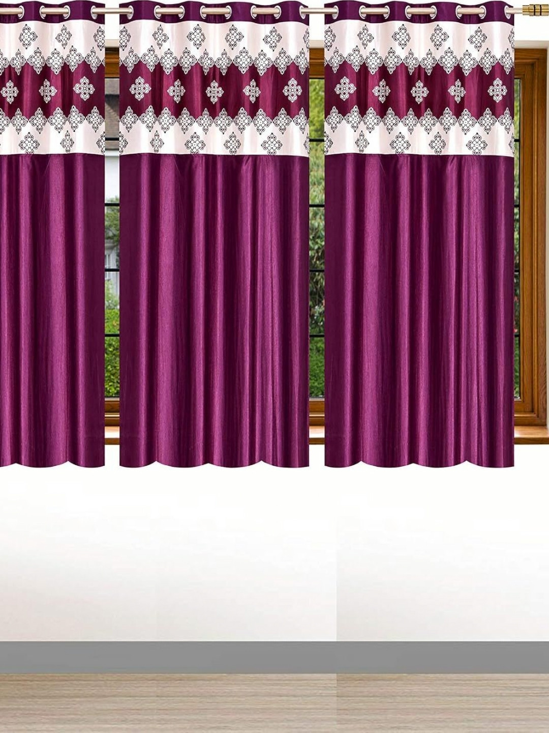 

Lunar Days Purple Set of 3 Floral Room Darkening Window Curtain