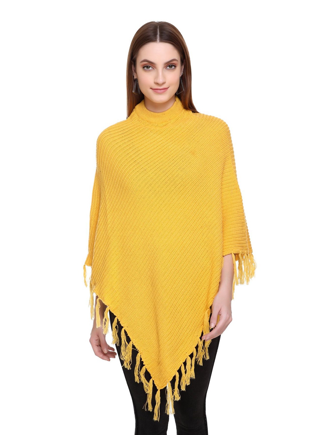 

MONTREX Striped Acrylic Poncho, Yellow