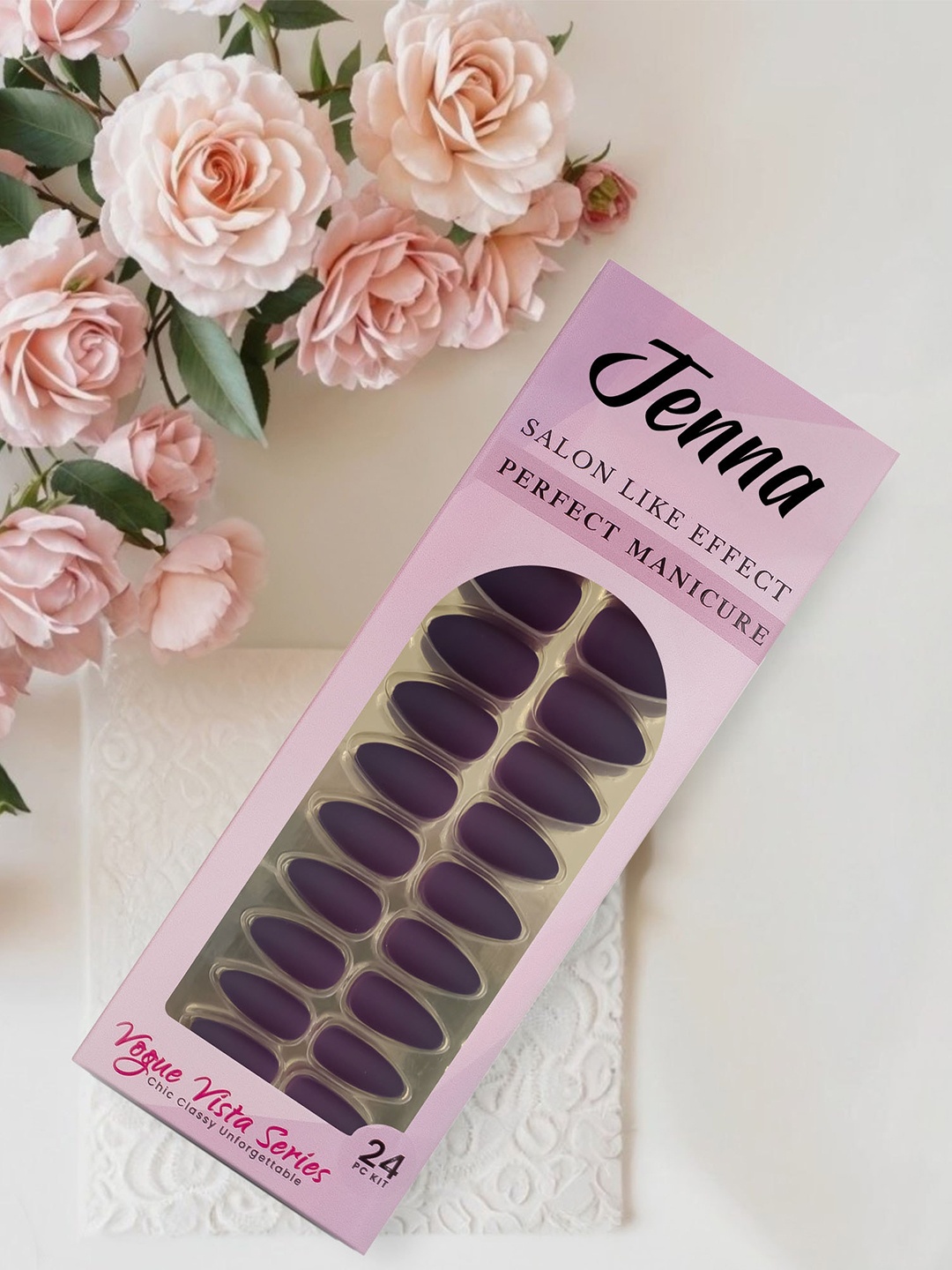 

JENNA Set Of 24 Press On Acrylic Almond Shape Artificial Nails - Matte Purple