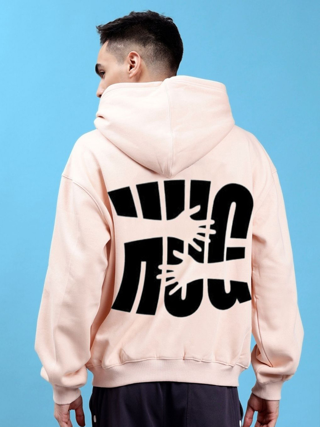 

WEARDUDS Men Printed Hooded Pullover Sweatshirt, Beige