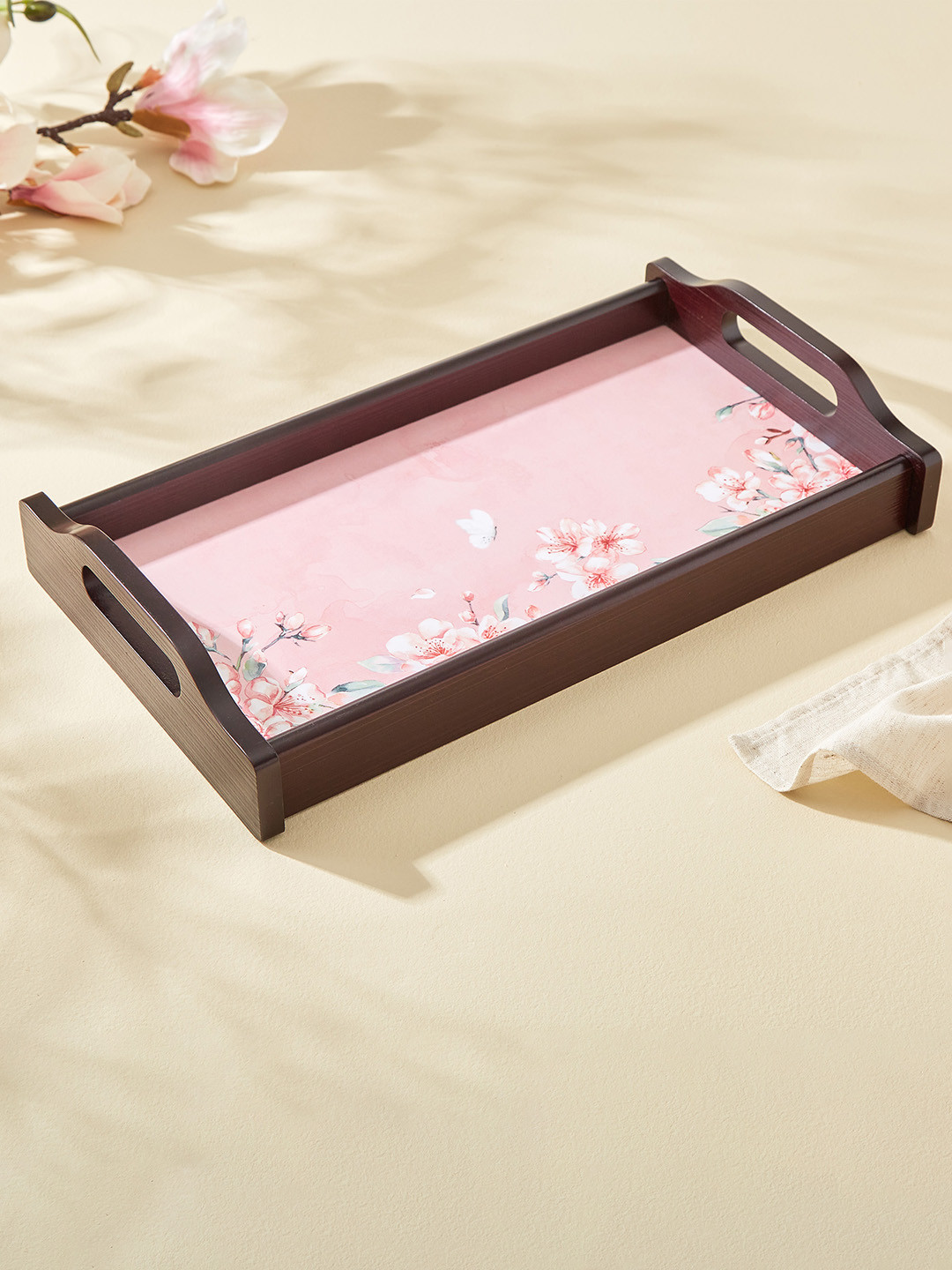 

Home Centre Senorita Brown & Pink Printed Rectangle Wooden Serving Tray