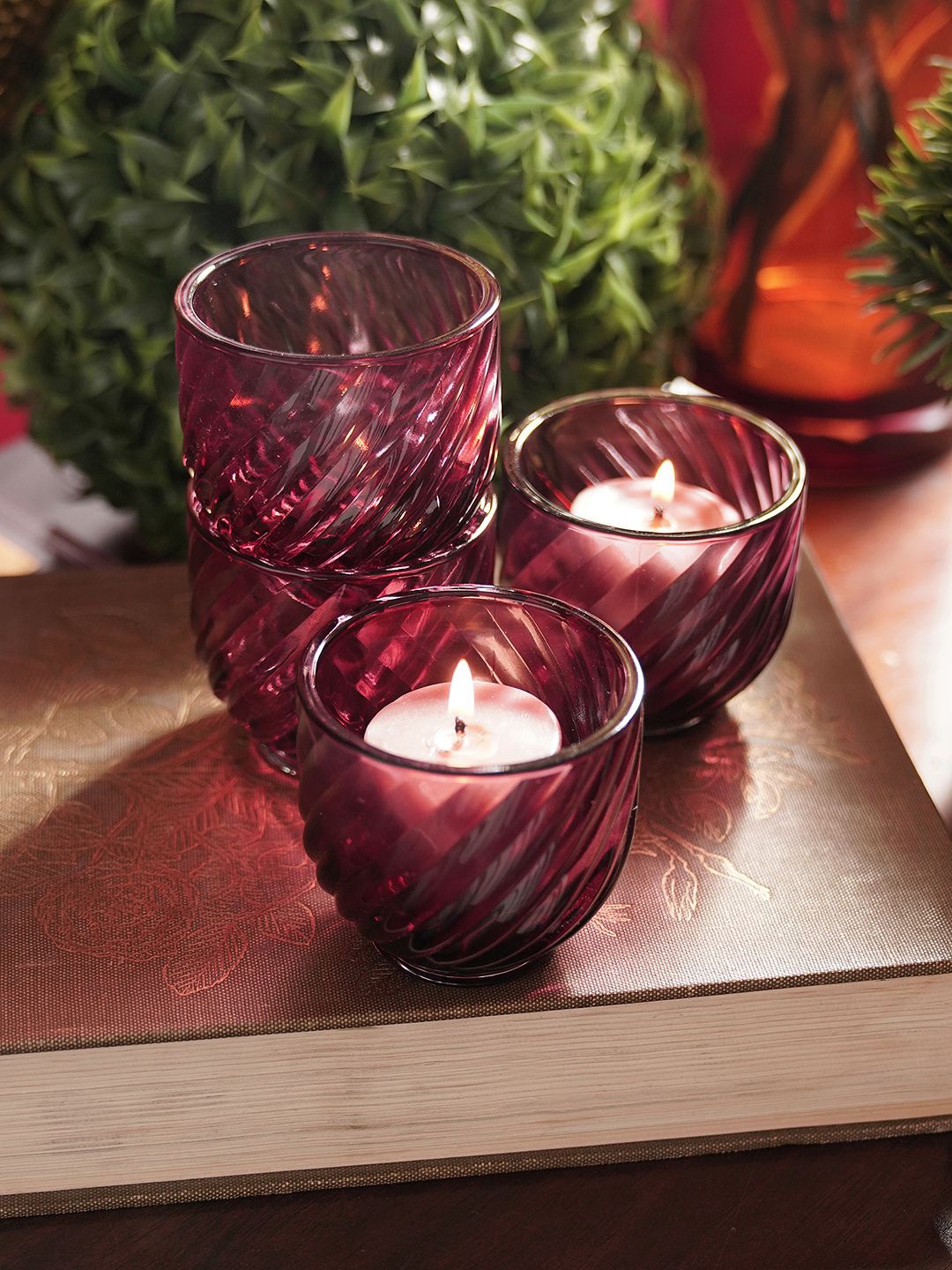 

Pure Home and Living Pink 4 Pieces Glass Candle Holders