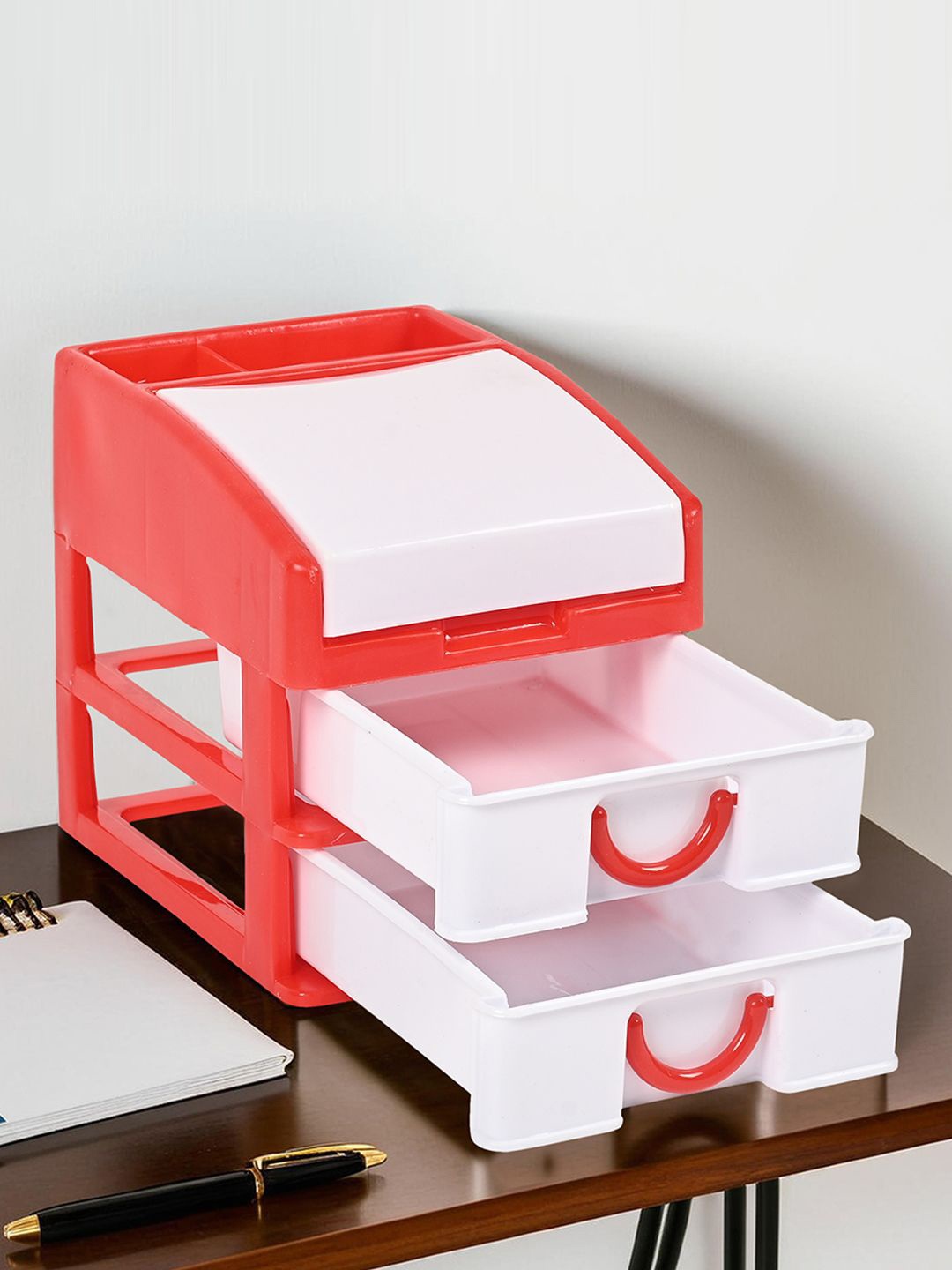 

Kuber Industries Red 3-Tier Desk Organiser