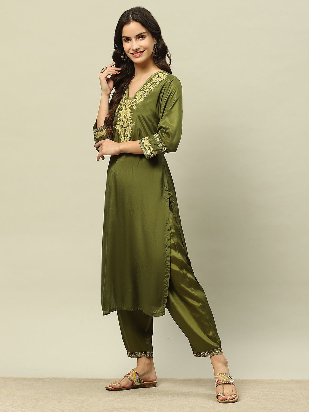 

Rangriti Women Ethnic Palazzos, Green