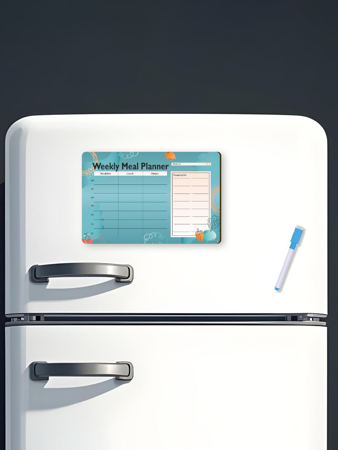 

CVANU Blue & White Printed Paper Fridge Magnetic Sticker