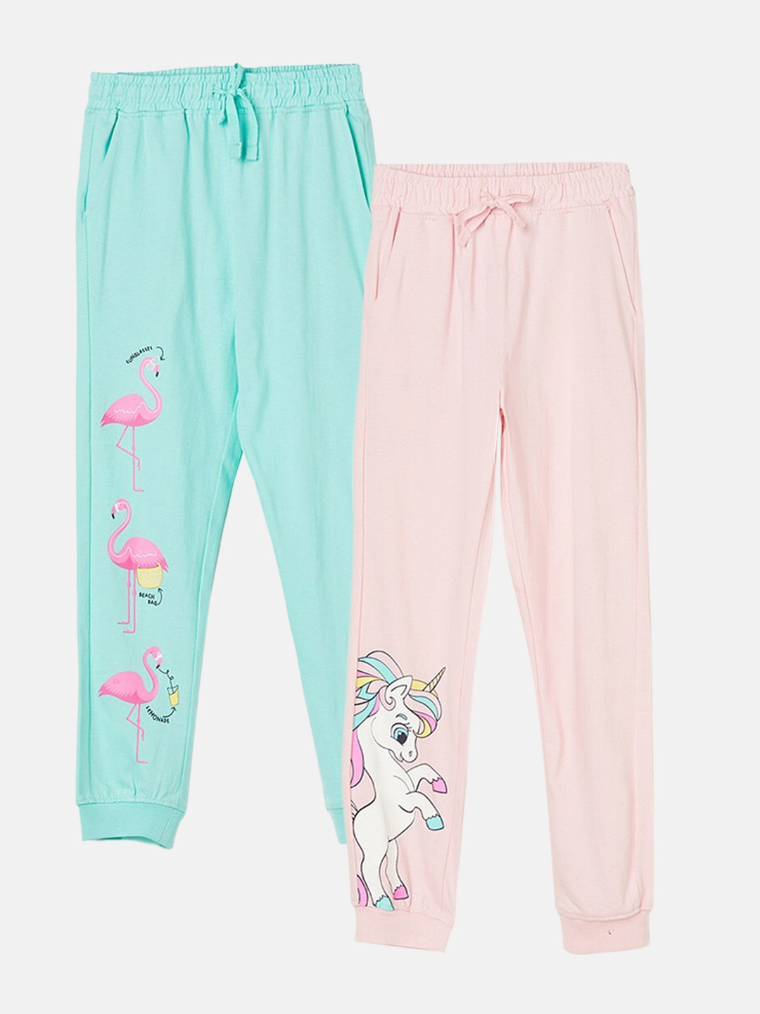 

Fame Forever by Lifestyle Girls Printed Pure Cotton Joggers - Pack of 2, Pink