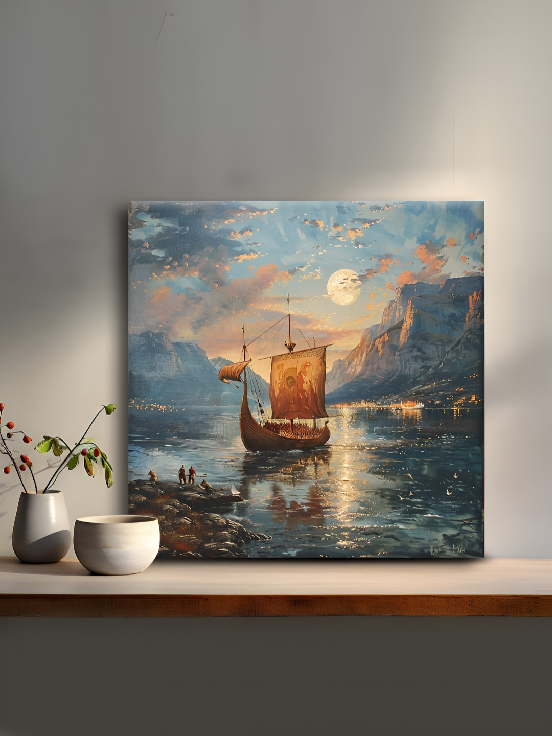 

OLIVE TREE Blue & Orange Canvas Wall Painting