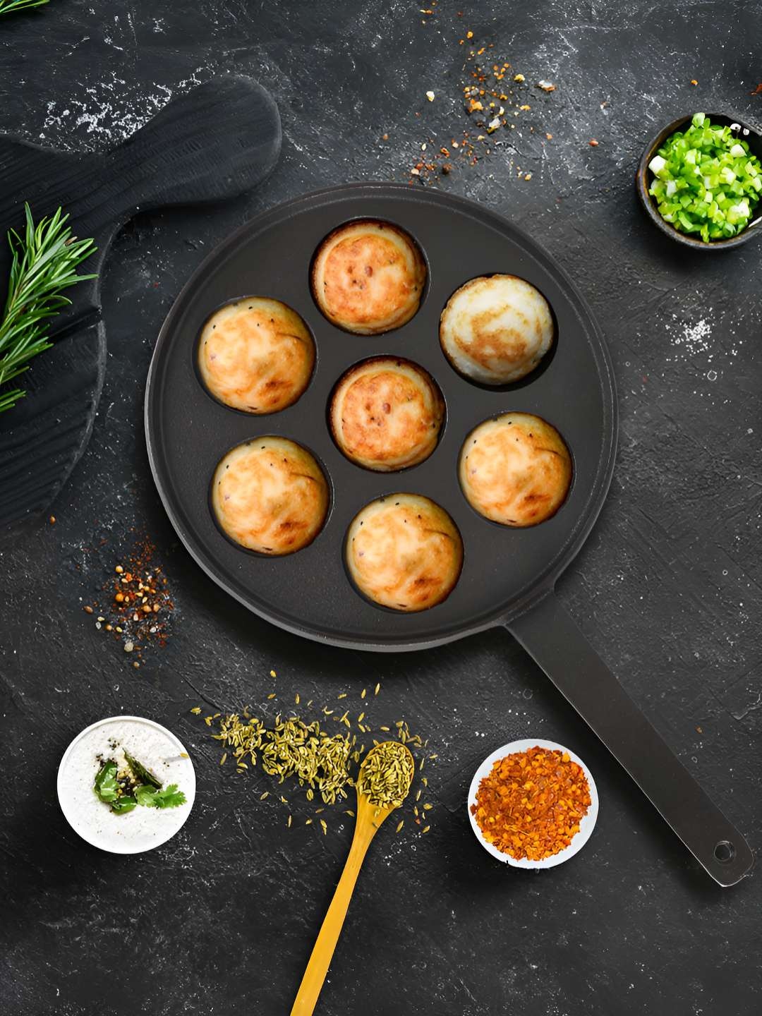 

Solara Black Cast Iron Paniayaram W. Handle 8 inch (20 CM)