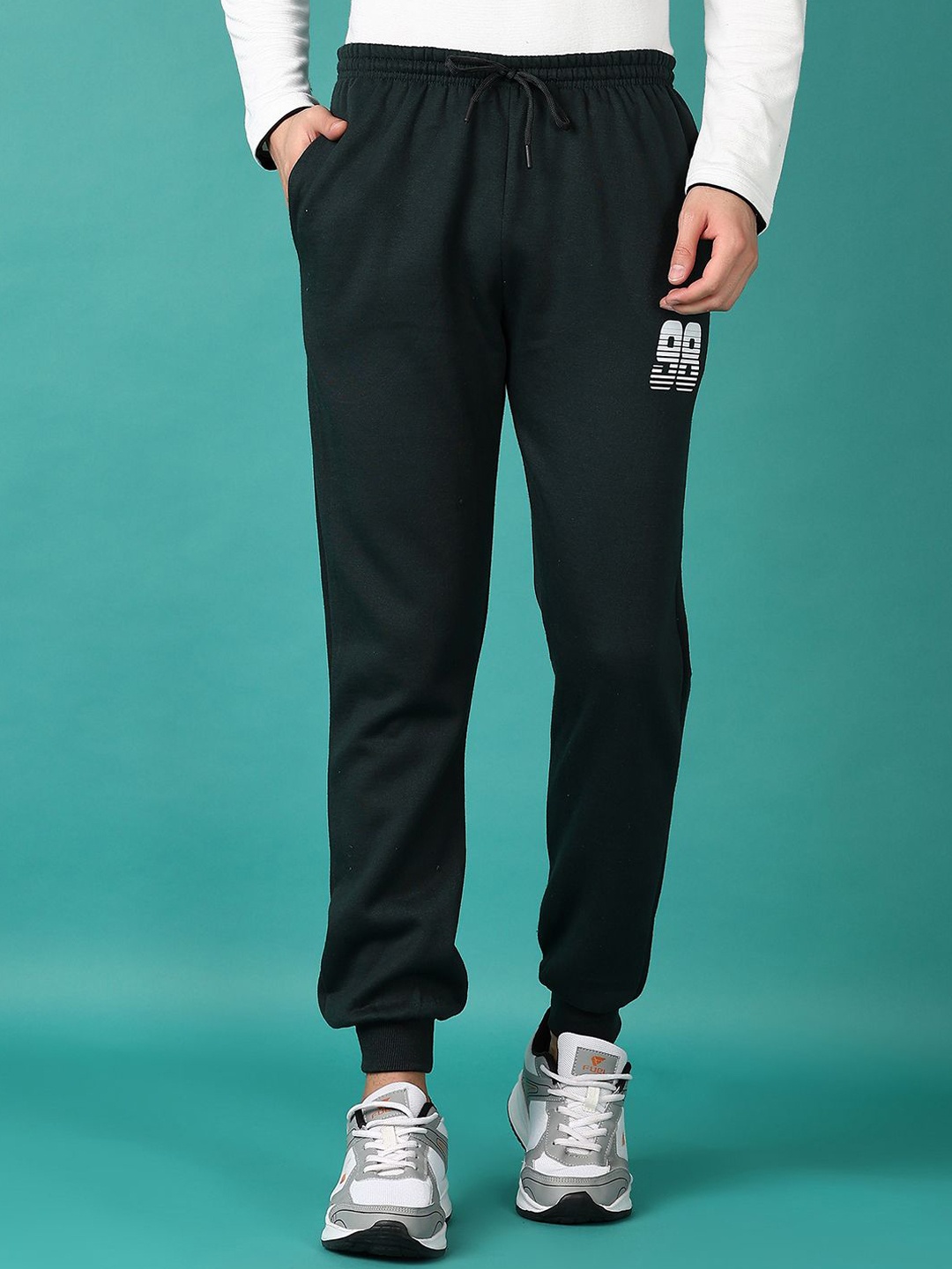 

V-Mart Men Mid-Rise Joggers Track Pants, Black