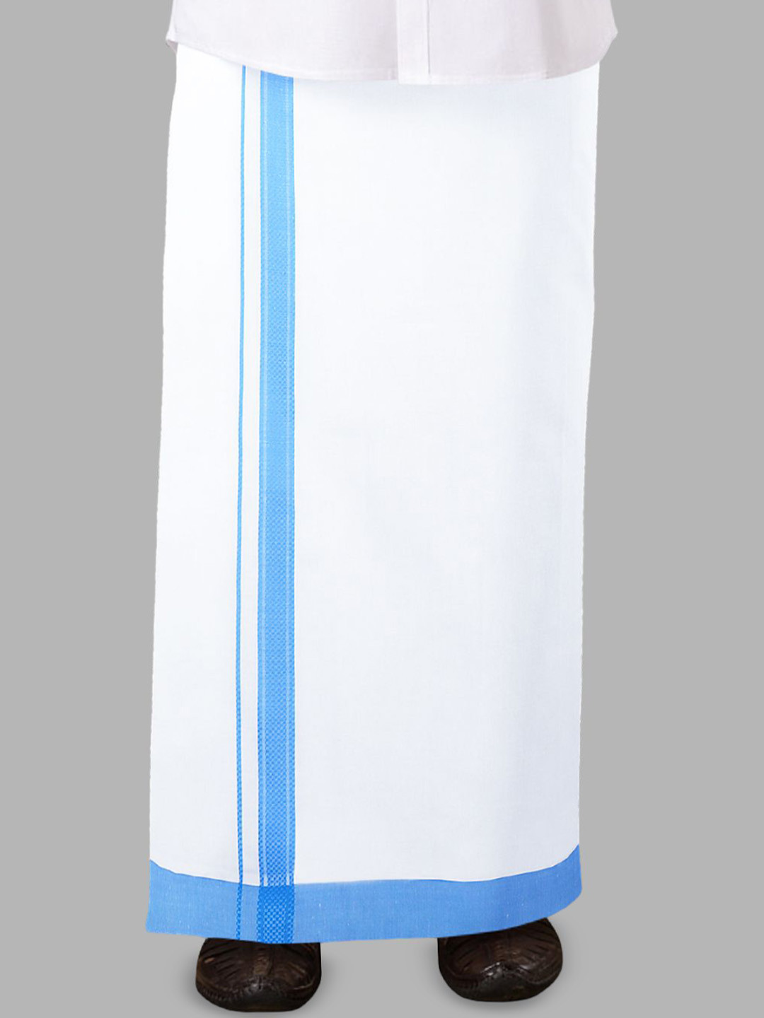 

Ramraj Men Adjustable Pocket Dhoti with Border, White