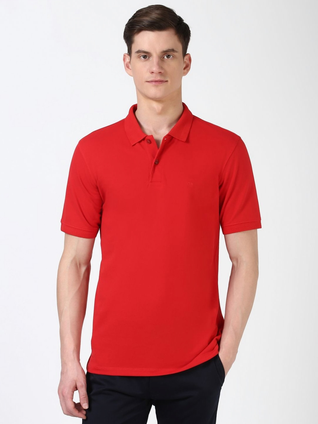 

Peter England Men Polo Collar Applique T-shirt, Red