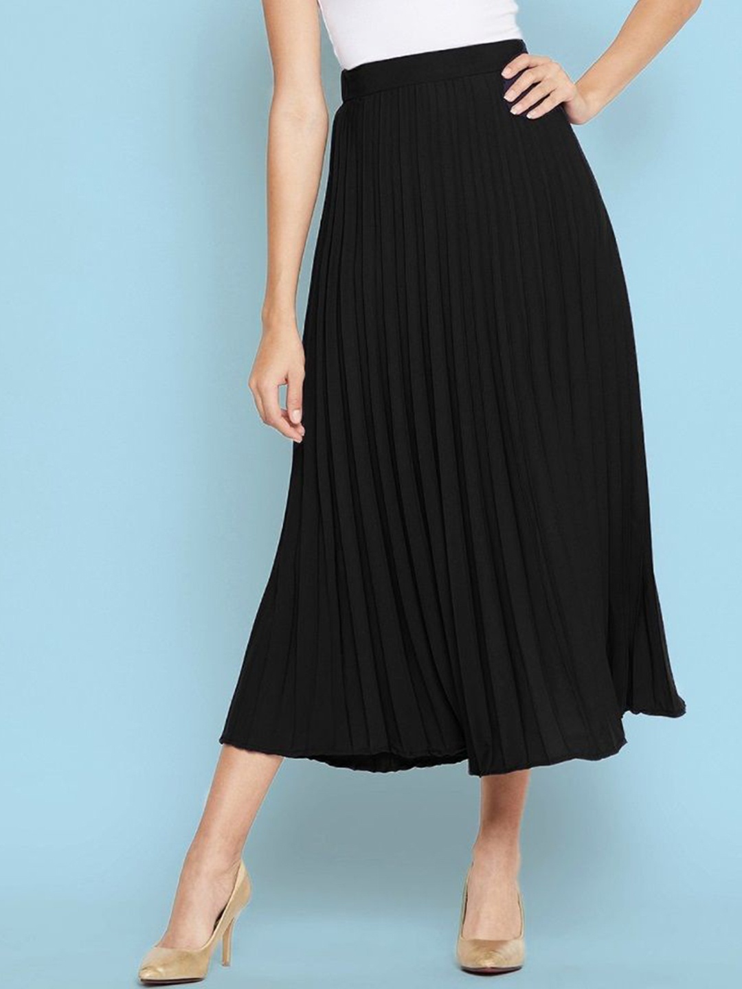 

Raiyani Enterprise Women Plated Flared Maxi Skirt, Black