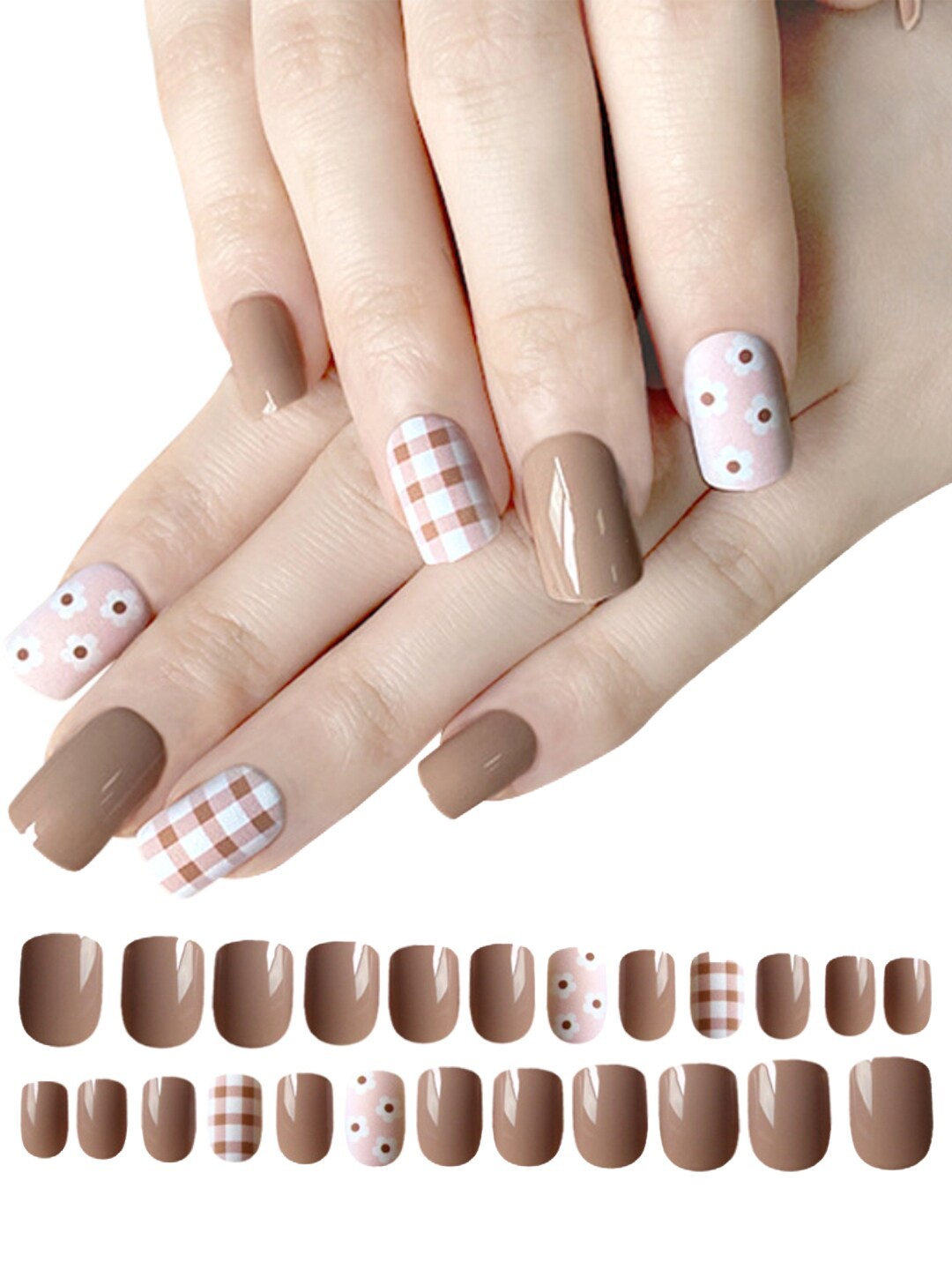

Secret Lives Nude Soft Square 24 Pieces Designer Fake Nails Extension