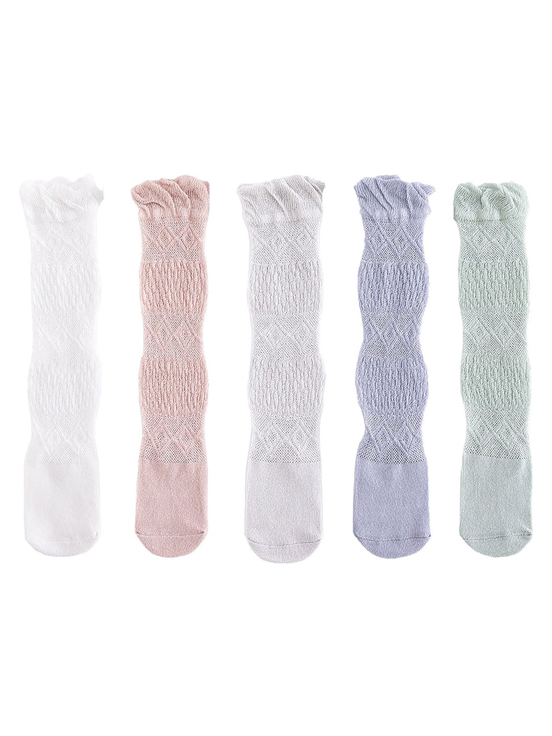 

SYGA Kids Pack Of 5 Cotton Above Knee-Length Socks, White