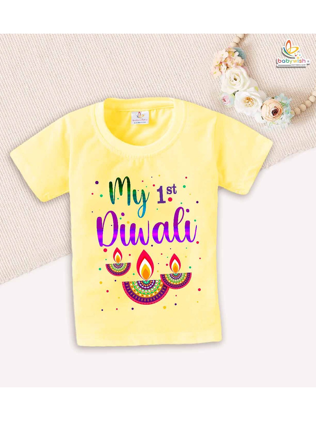 

Babywish Unisex Kids Typography Printed Round Neck Cotton T-shirt, Yellow