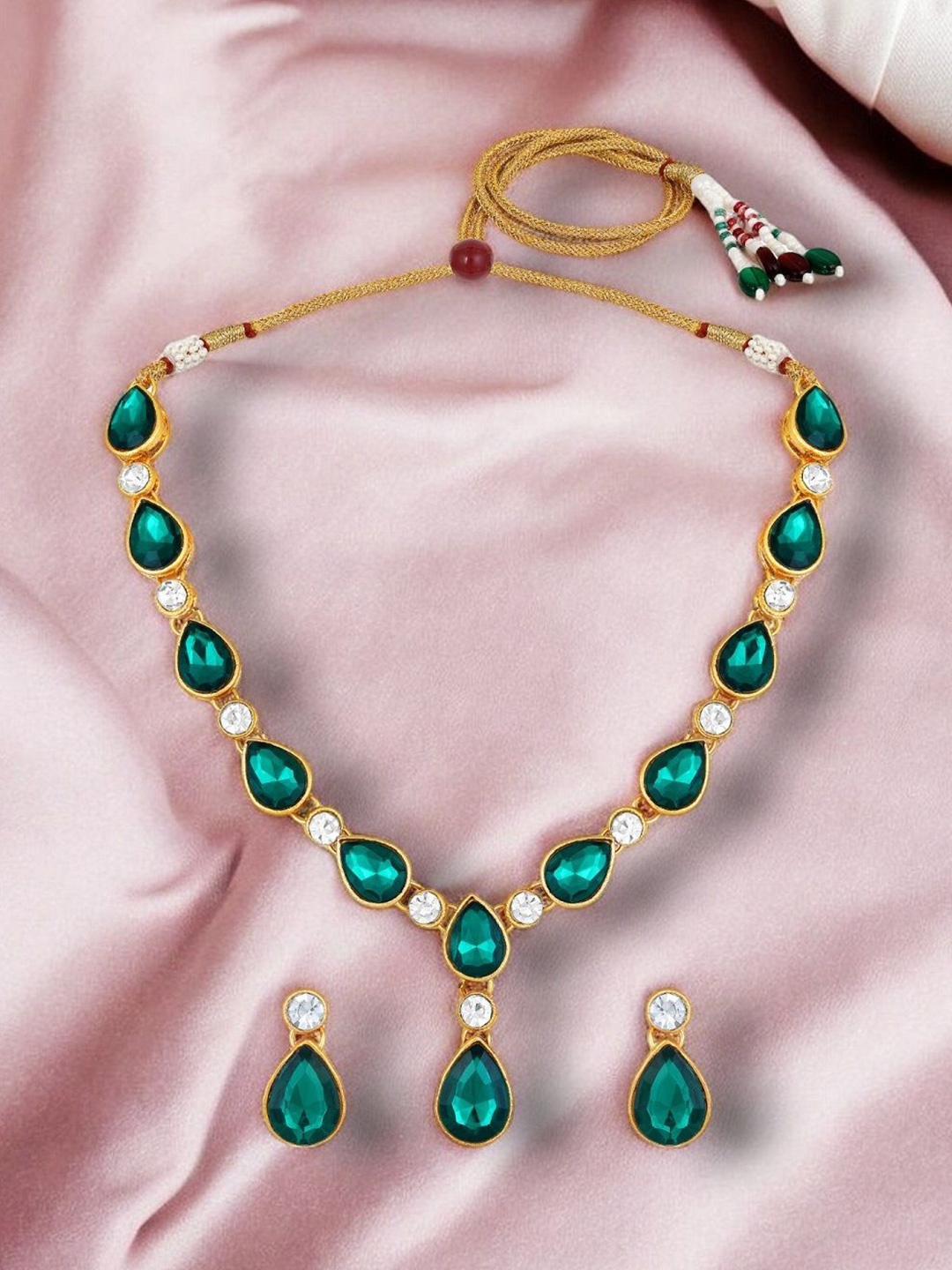 

Stefan Gold-Plated Kundan Studded Jewellery Set