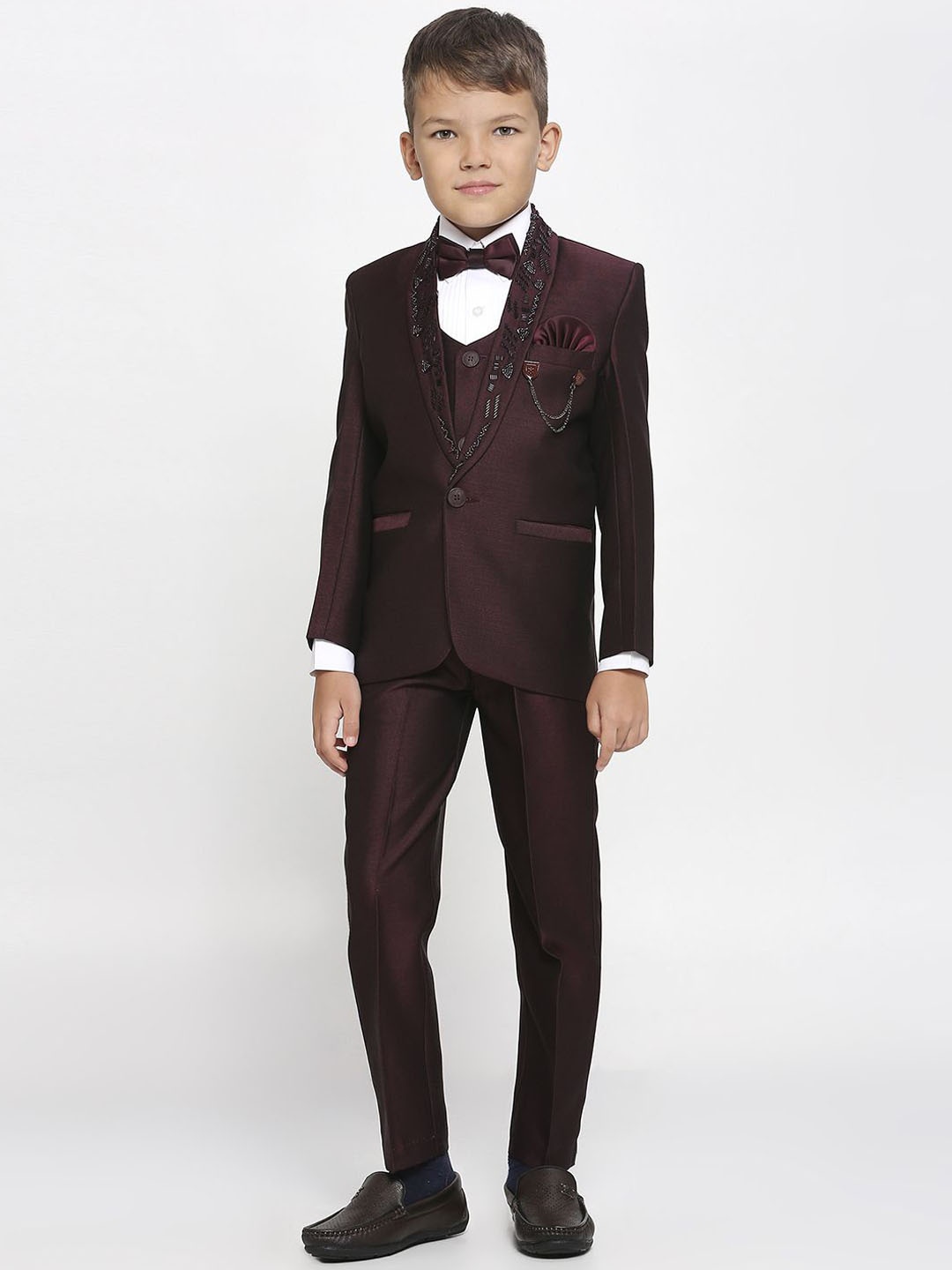 

YK Infant Boys Five Piece Suits With Embellished Collar, Purple