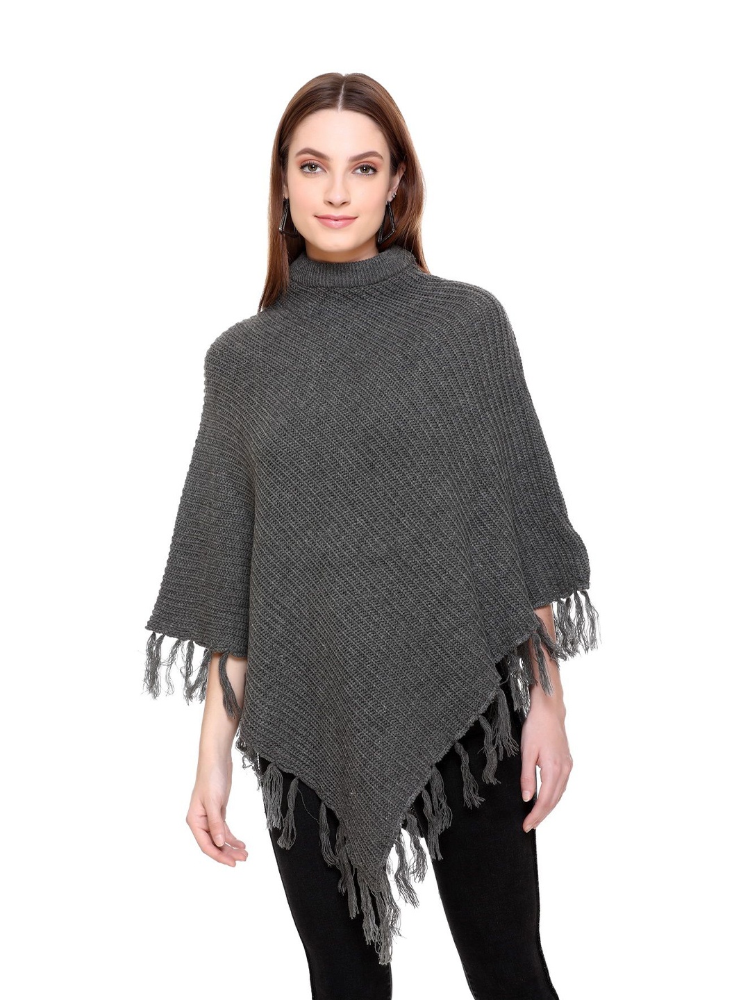 

MONTREX Striped Acrylic Poncho, Grey