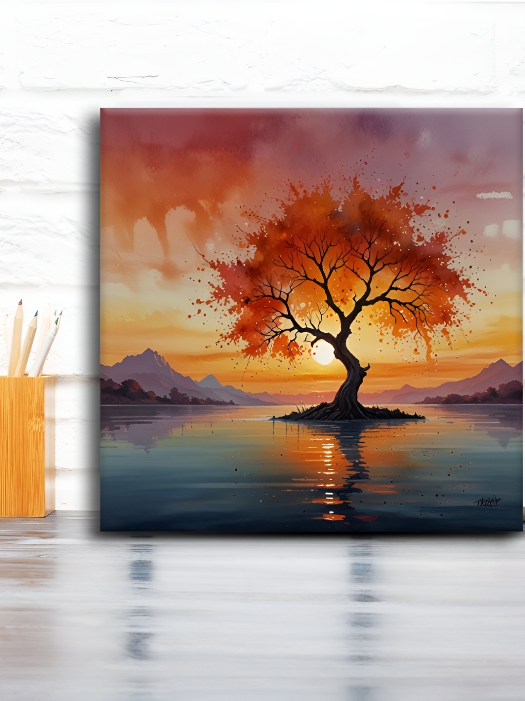 

OLIVE TREE Red & Black Canvas Wall Painting