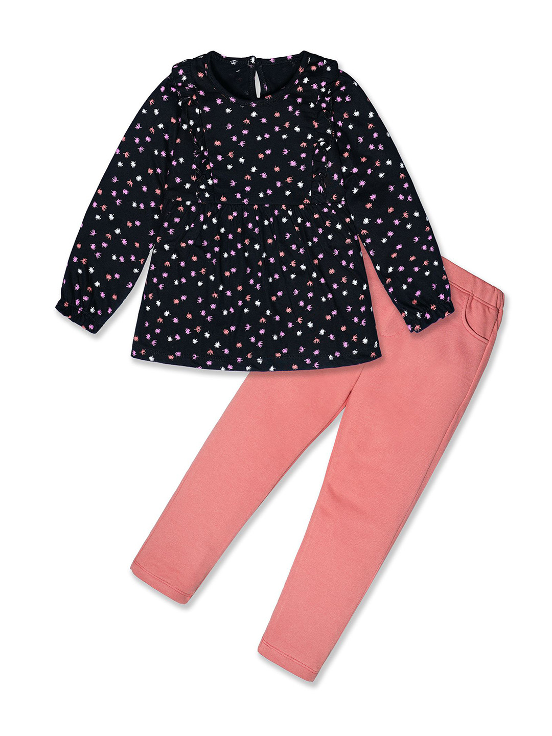 

Nino Togs Girls Printed Top with Trouser, Black