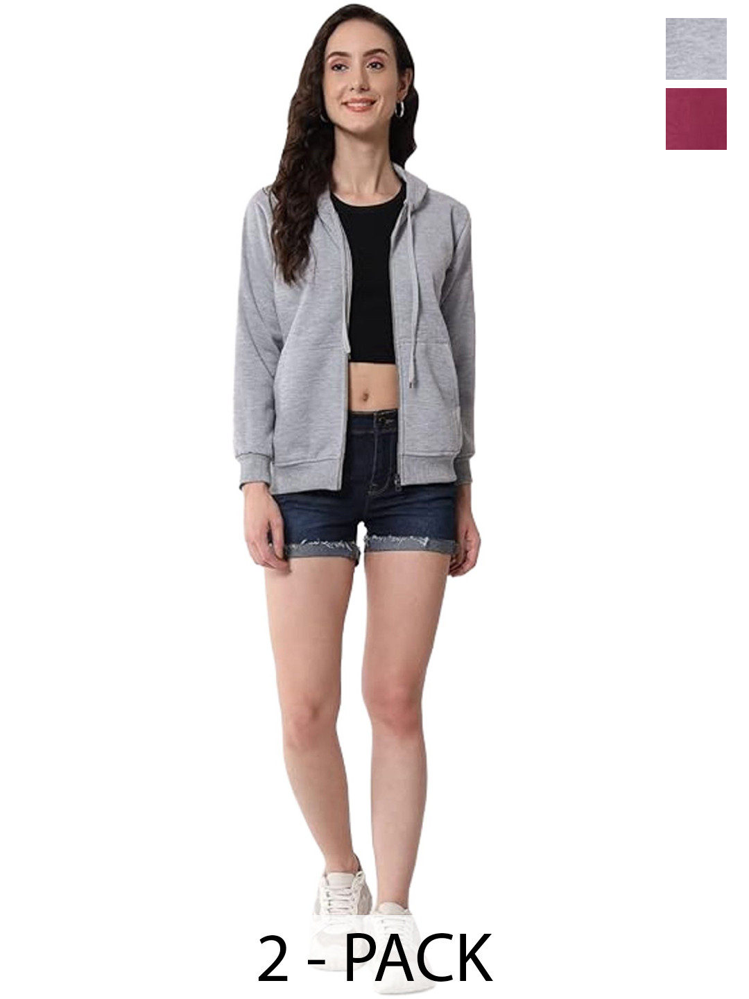 

Funday Fashion Women Fleece Jacket, Burgundy