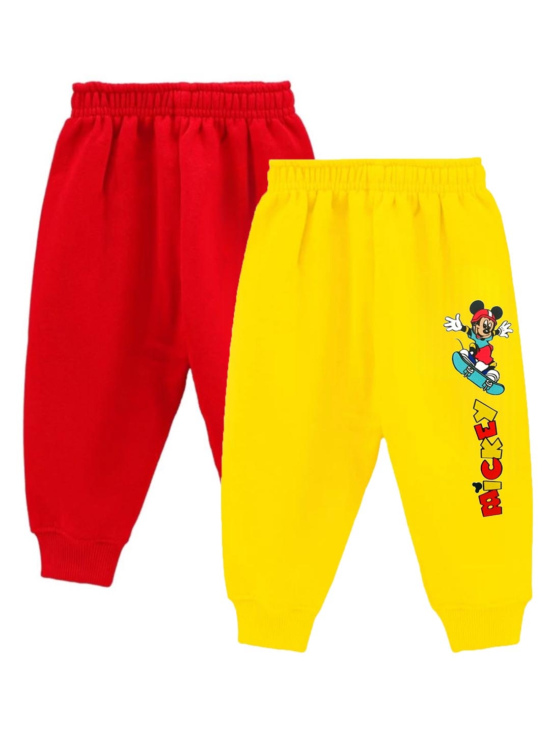 

BAESD Kids Pack Of 2 Cartoon Characters Printed Cotton Joggers, Yellow