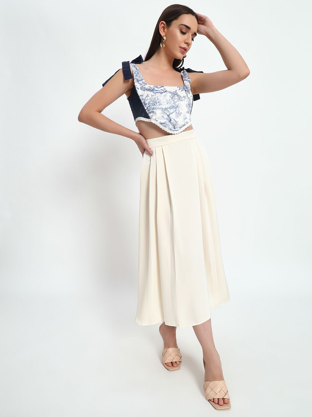 

Sugercandy Printed Satin Corset Top, White