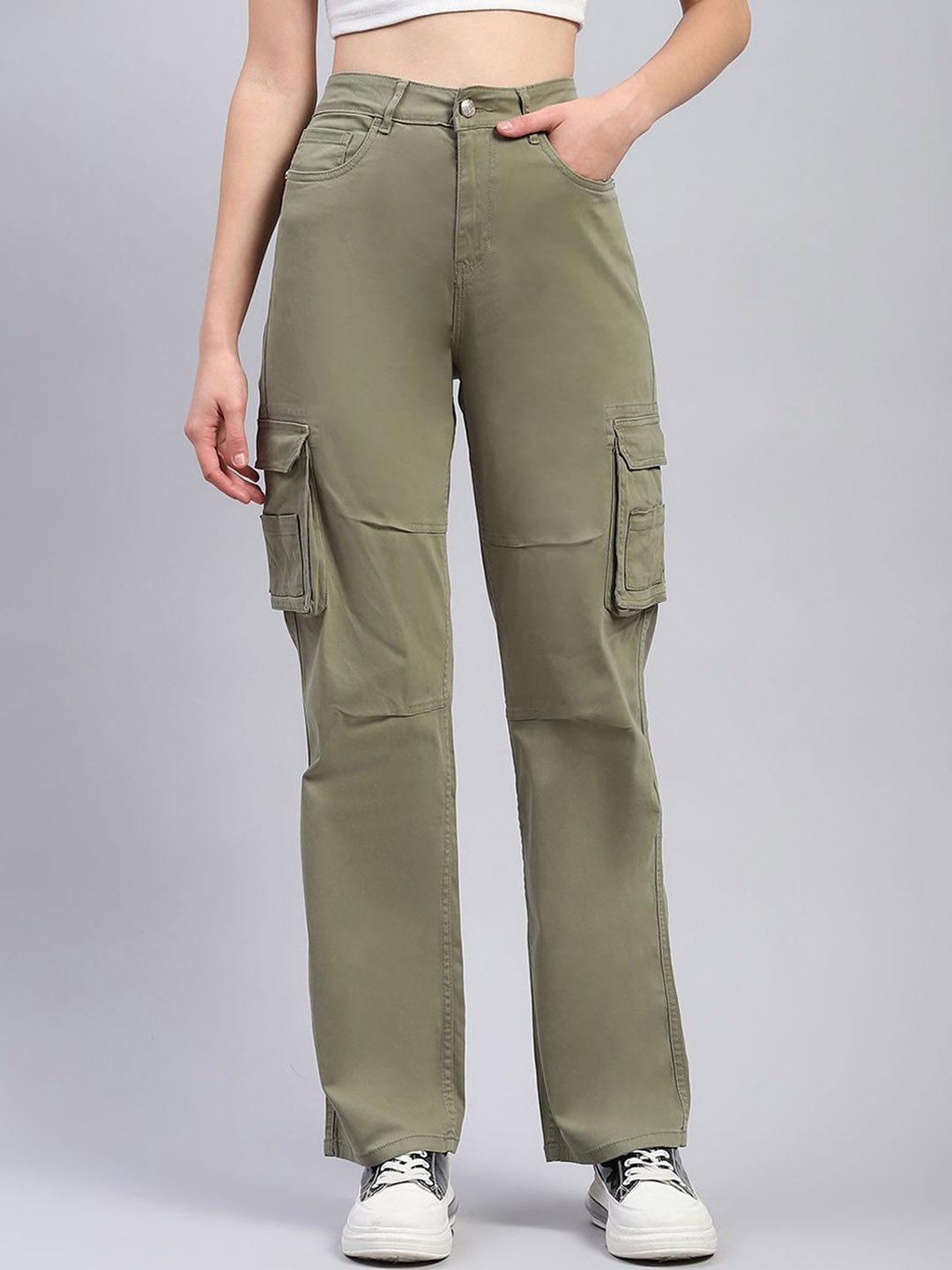 

Monte Carlo Women Regular Fit Cargos Trousers, Olive