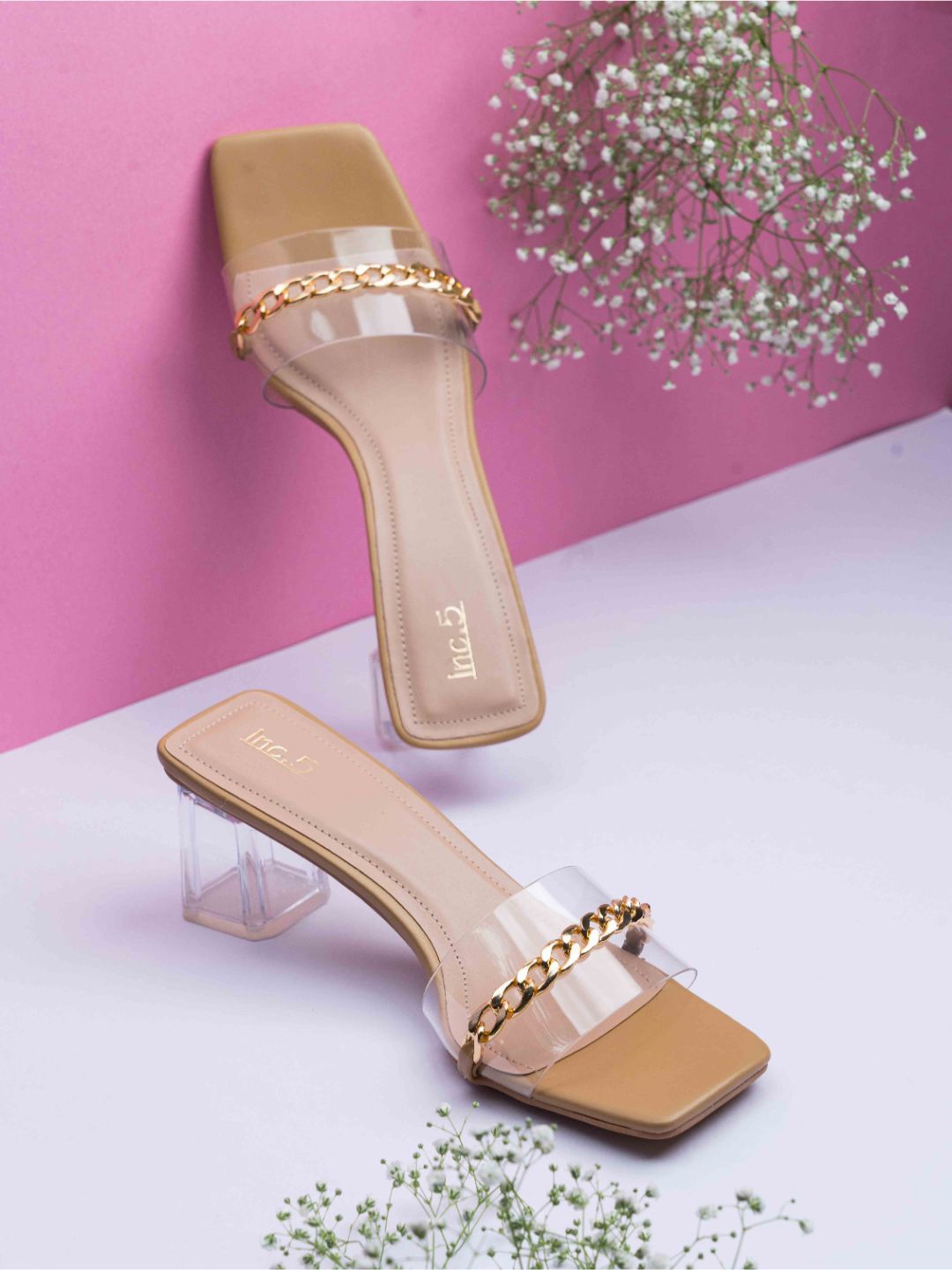 

Inc 5 Women Ethnic Block Mules, Transparent