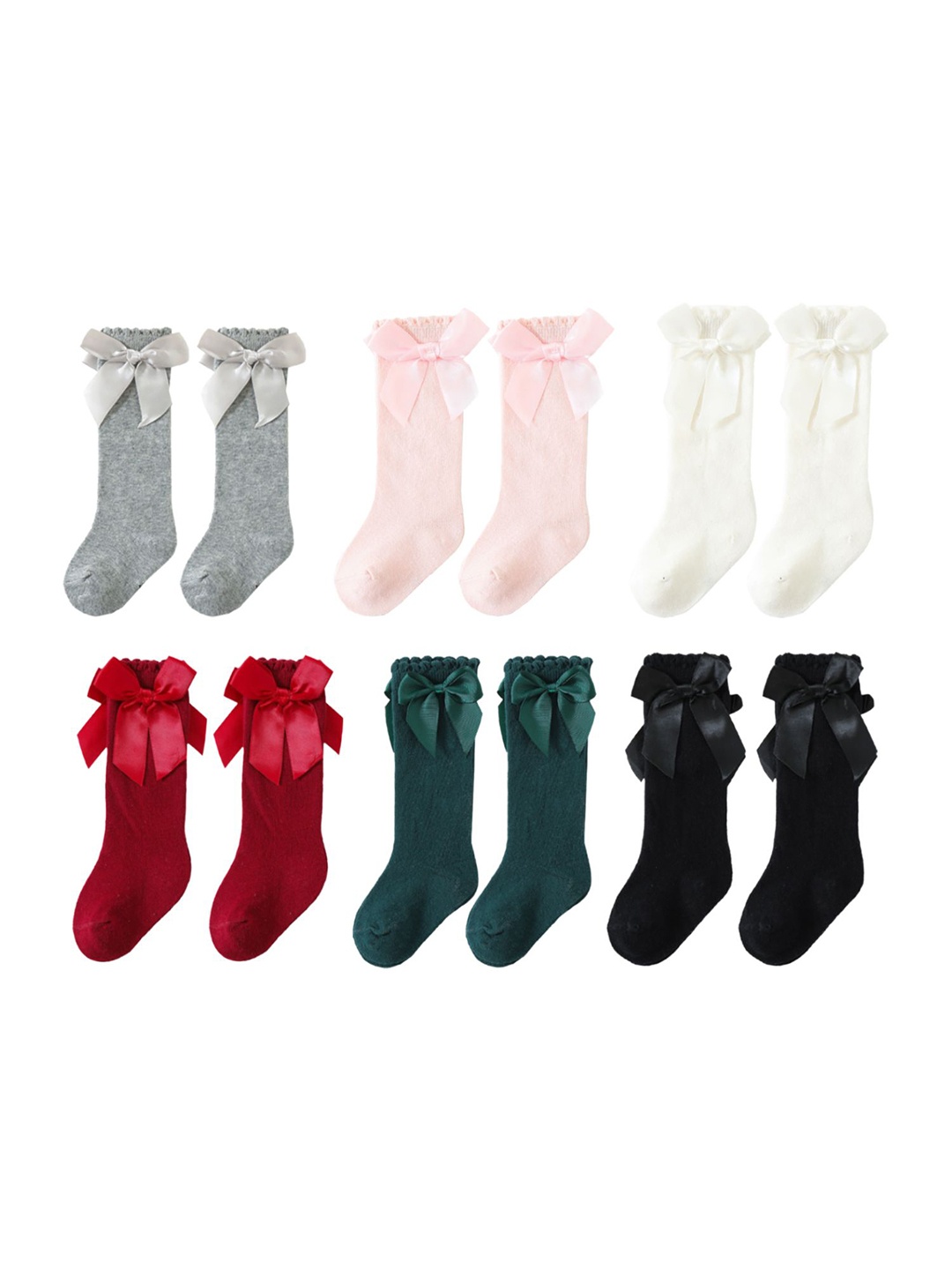 

SYGA Kids Pack Of 6 Above Knee Length Cotton Socks, Red
