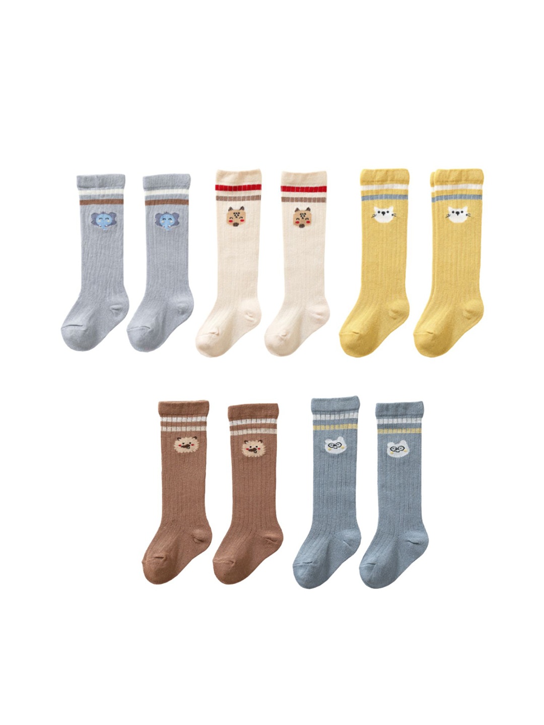 

SYGA Kids Pack Of 5 Cotton Socks, Beige