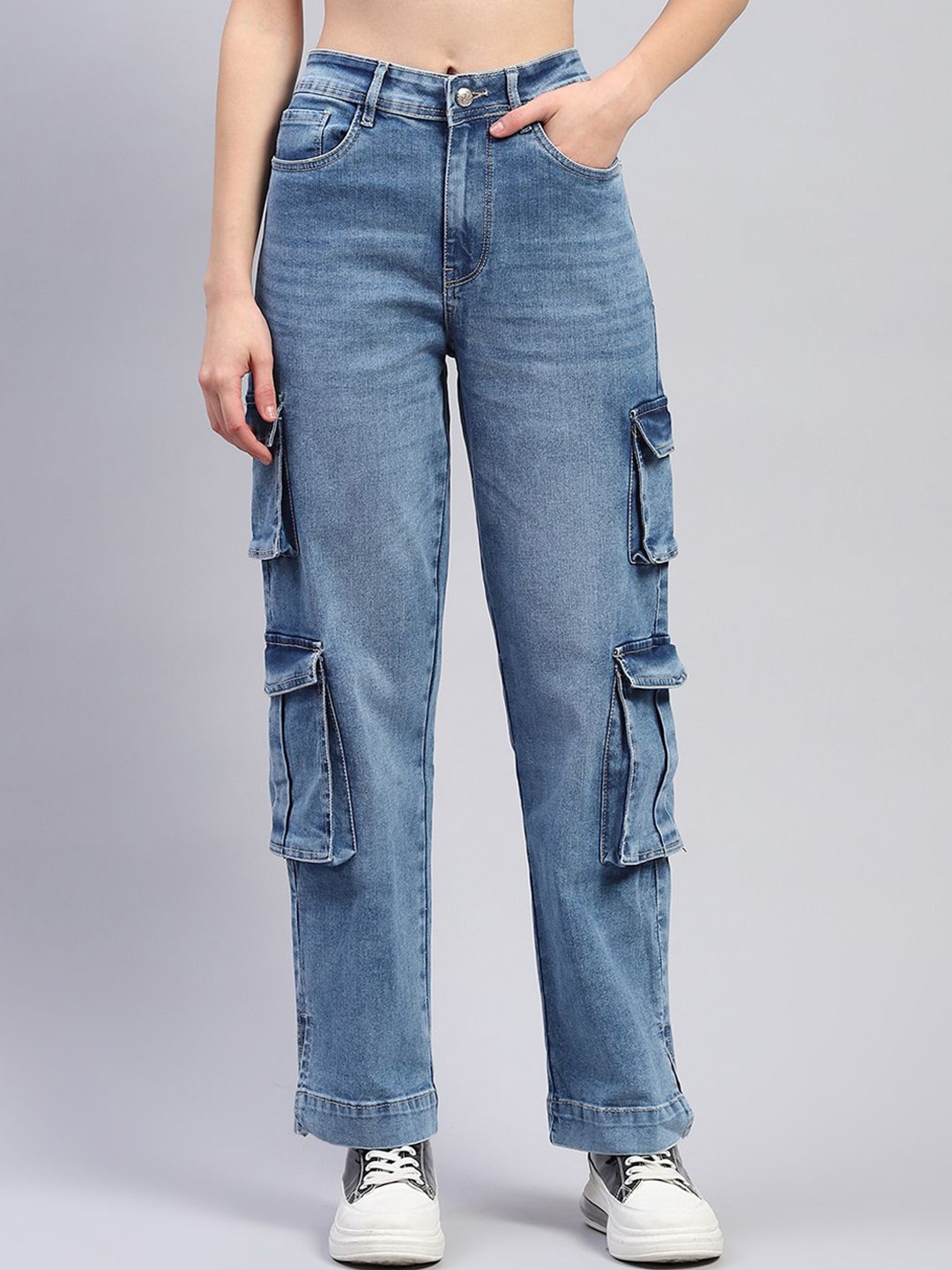 

Monte Carlo Women Regular Fit Cargos Trousers, Blue