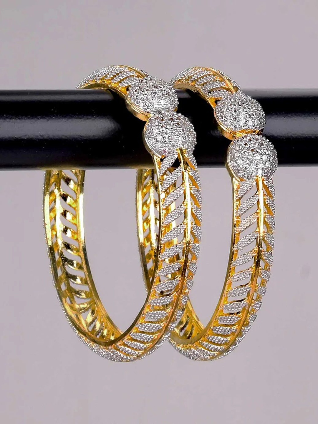 

Zevarly Pack Of 2 Gold Plated AD-Studded Bangles