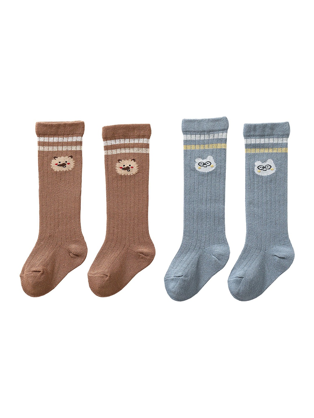 

SYGA Kids Pack Of 2 Patterned Cotton Knee Length Socks, Blue