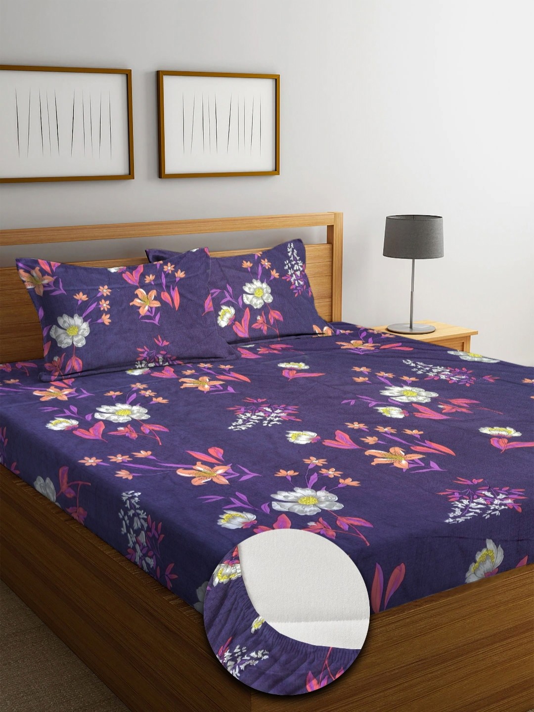 

Aura Purple & Pink 210 TC King Bedsheet with 2 Pillow Covers