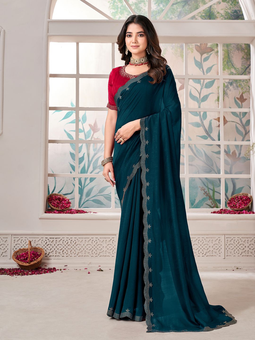 

Arron Creats Beads and Stones Saree, Blue