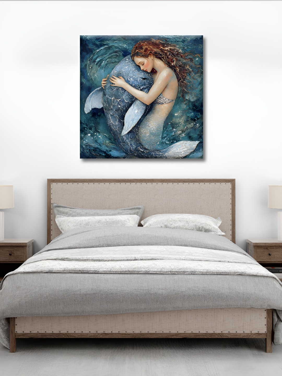 

OLIVE TREE Blue & Cream-Coloured Canvas Wall Painting
