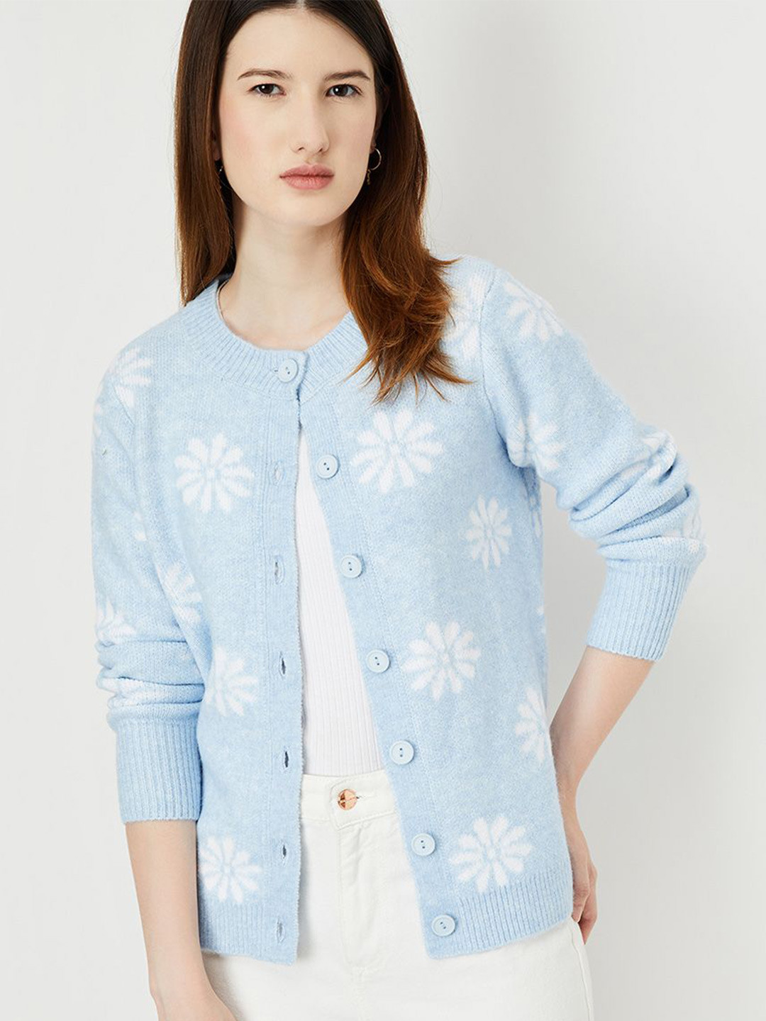

max Women Floral Printed Cardigan, Blue